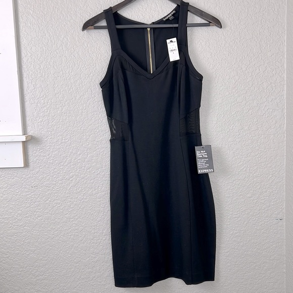 Express Dresses & Skirts - NWT EXPRESS Mesh Panel Mini Dress Zip Back Size 6 Gorgeous! Very Flattering LBD
